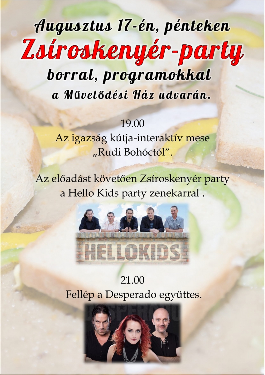 Zsíroskenyér party