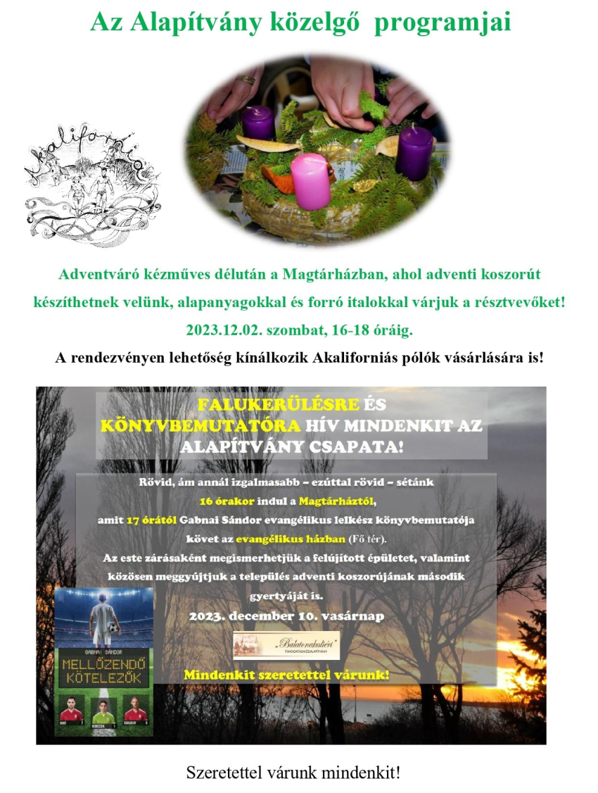 Az Alapítvány közelgő programjai