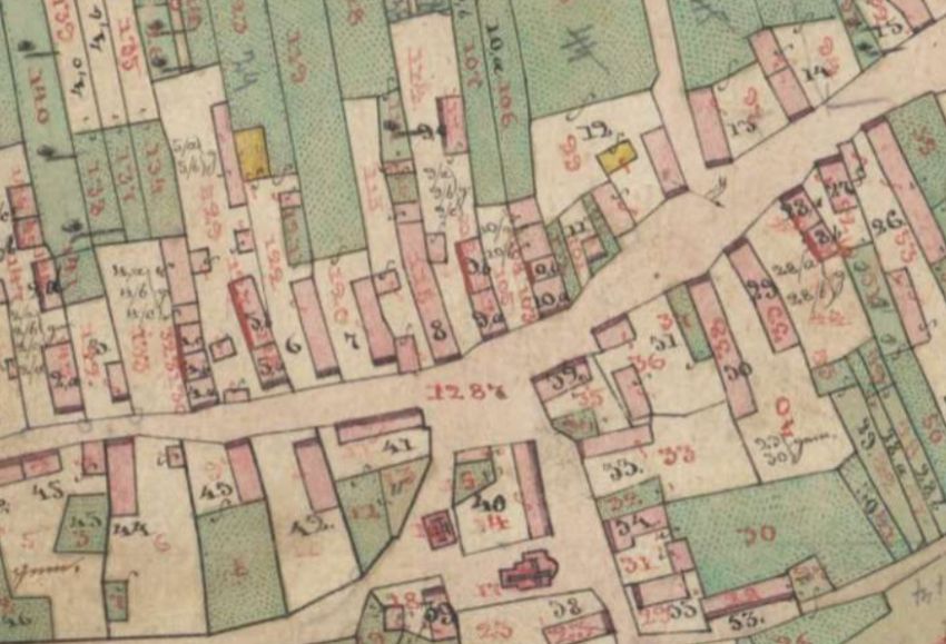 Térképlap 1858-ból. A teret 1287-es számmal jelölik.