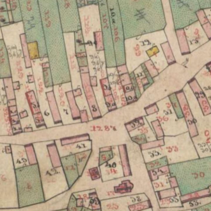 Térképlap 1858-ból. A teret 1287-es számmal jelölik.