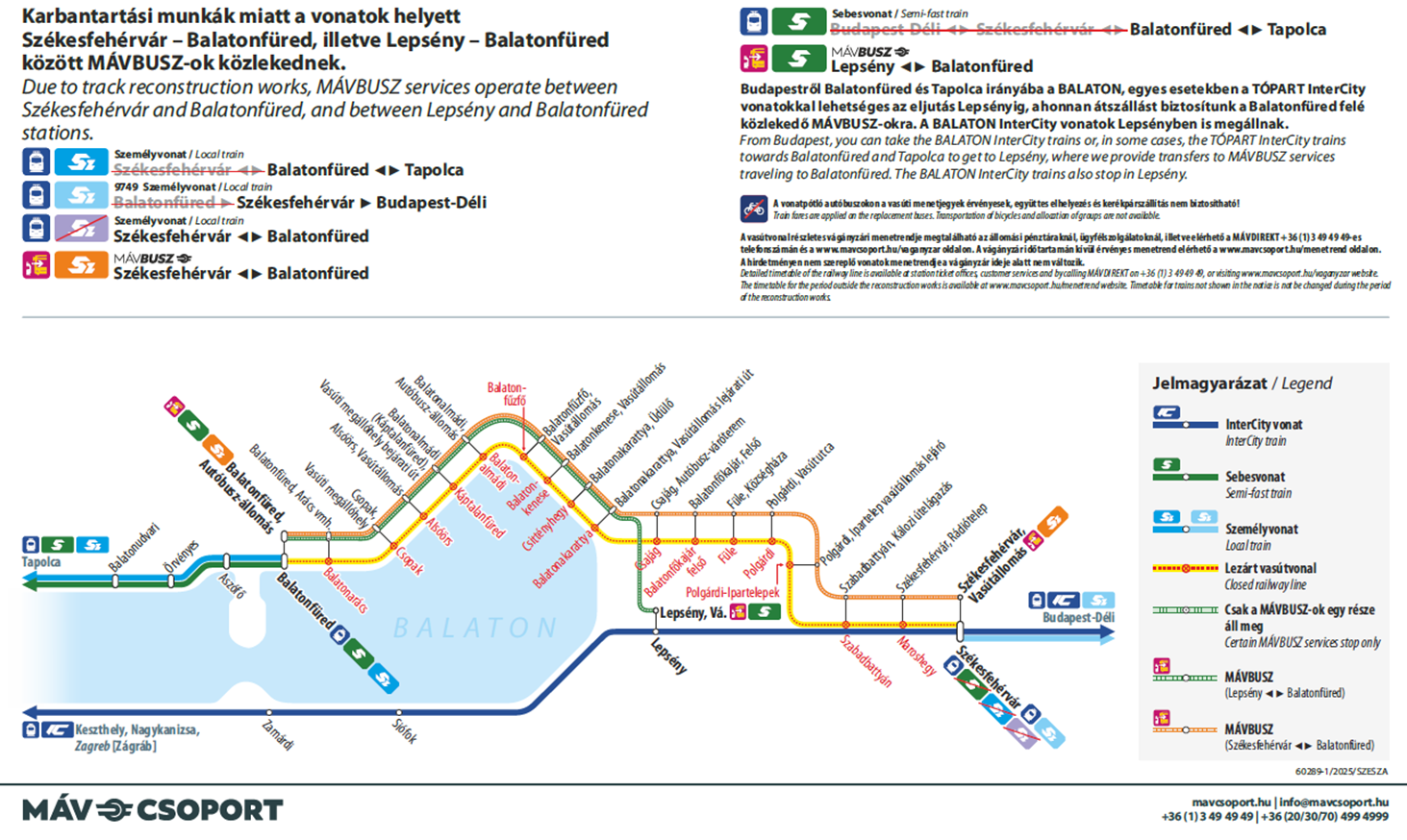 Módosított menetrend