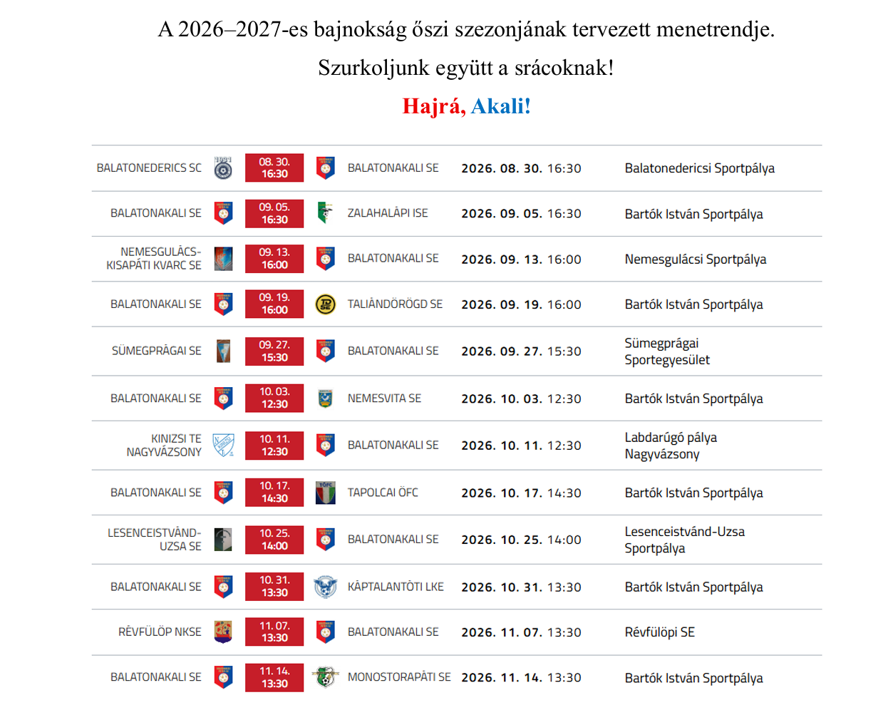 Bajnoki rajt a hétvégén!